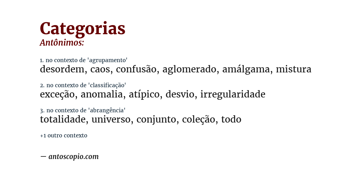 Antônimo de categorias