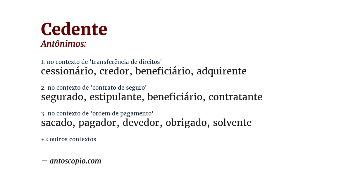 Antônimo de cedente