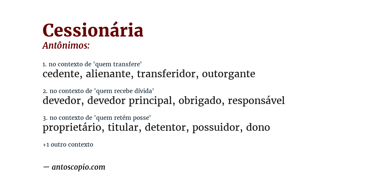 Antônimo de cessionária