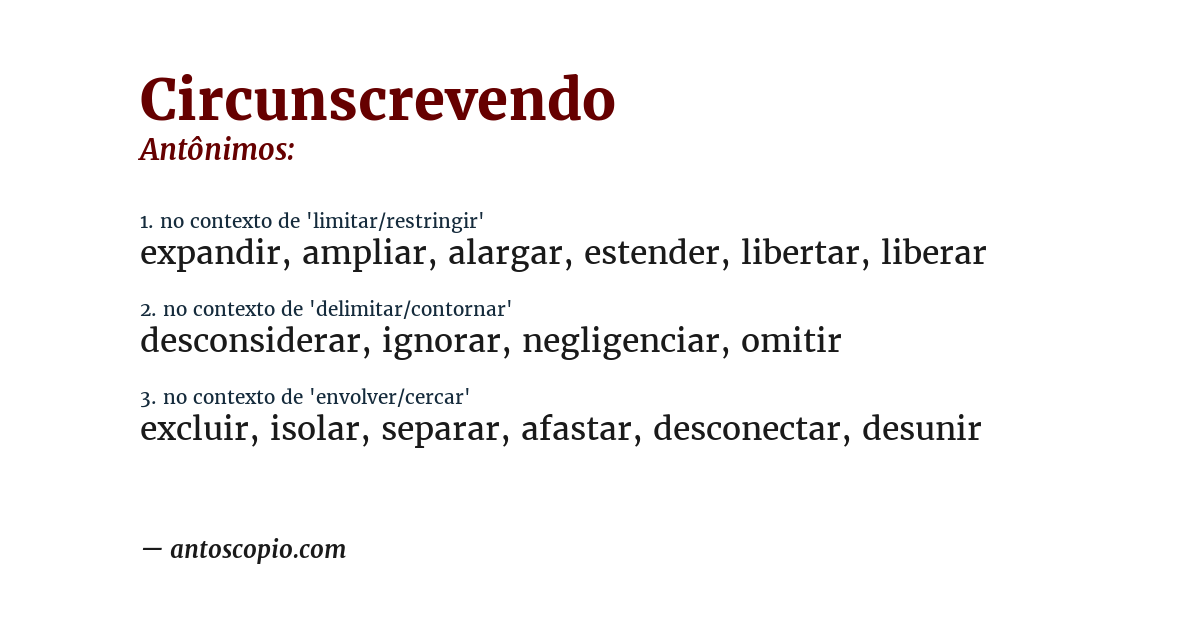 Antônimo de circunscrevendo