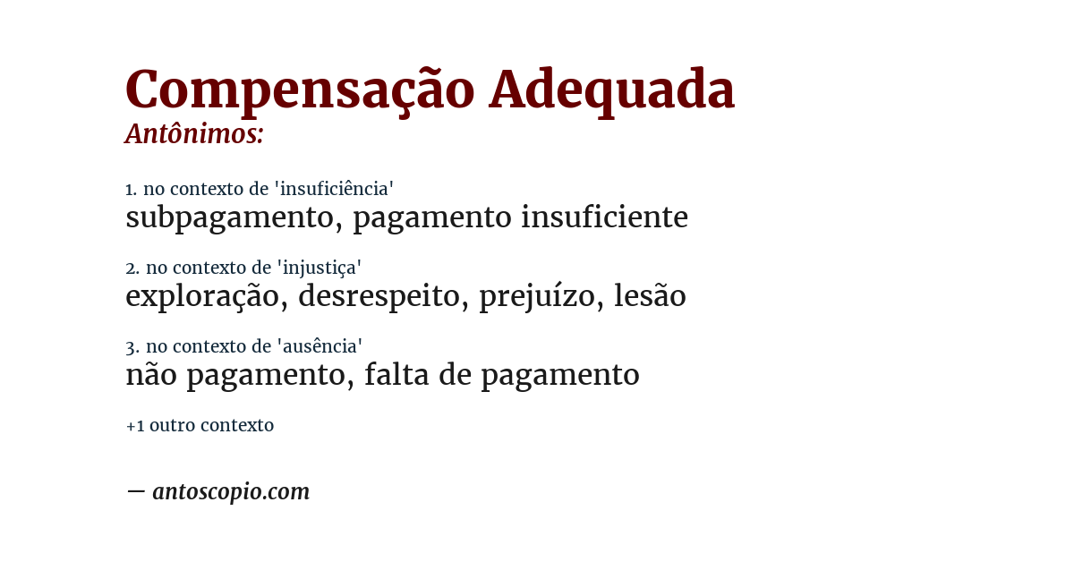 Antônimo de compensação adequada