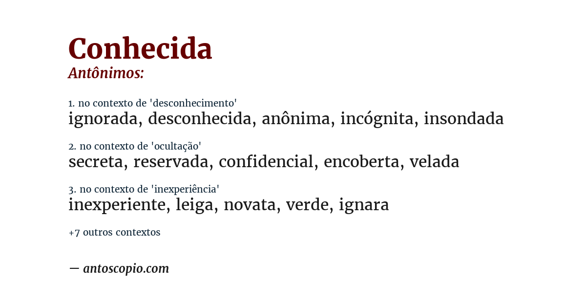 Antônimo de conhecida