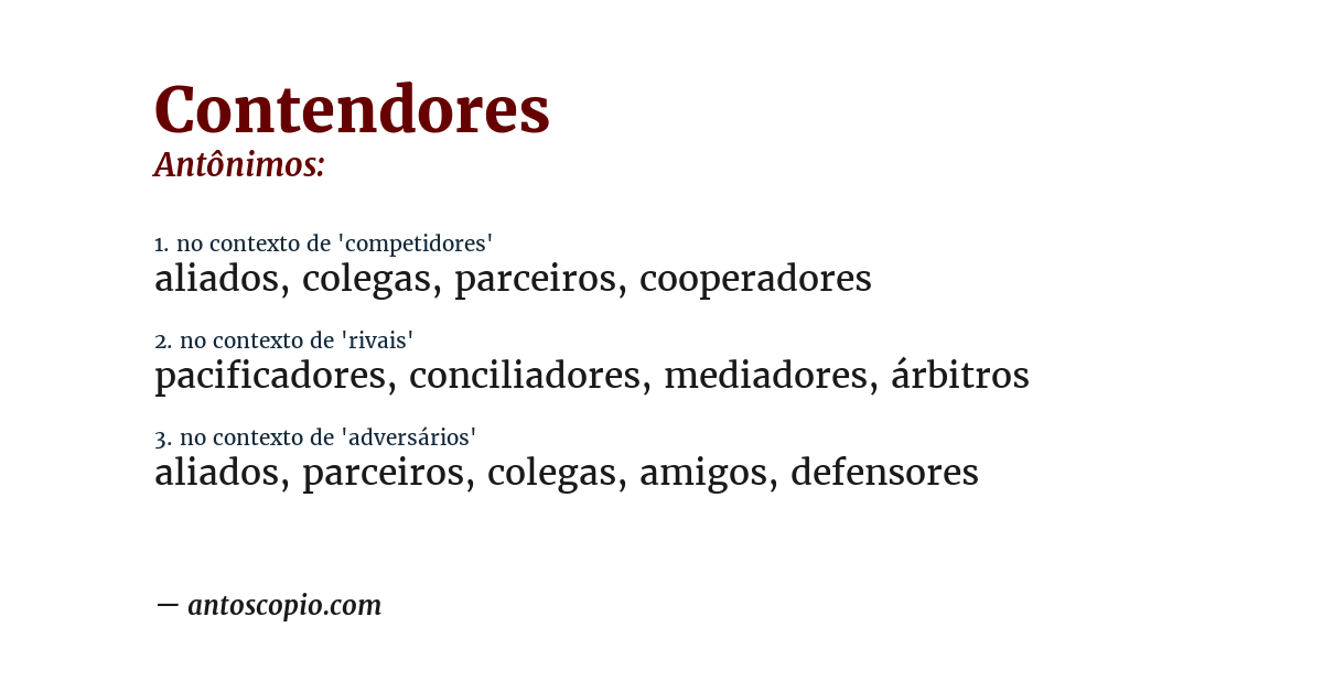 Antônimo de contendores