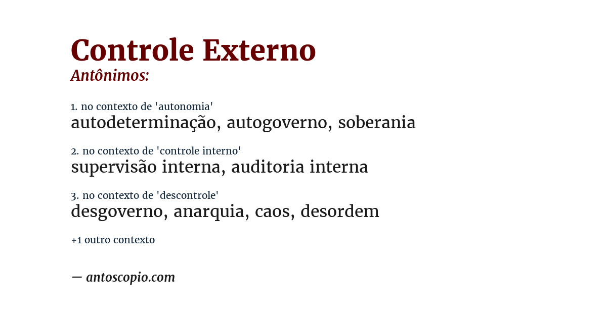 Antônimo de controle externo