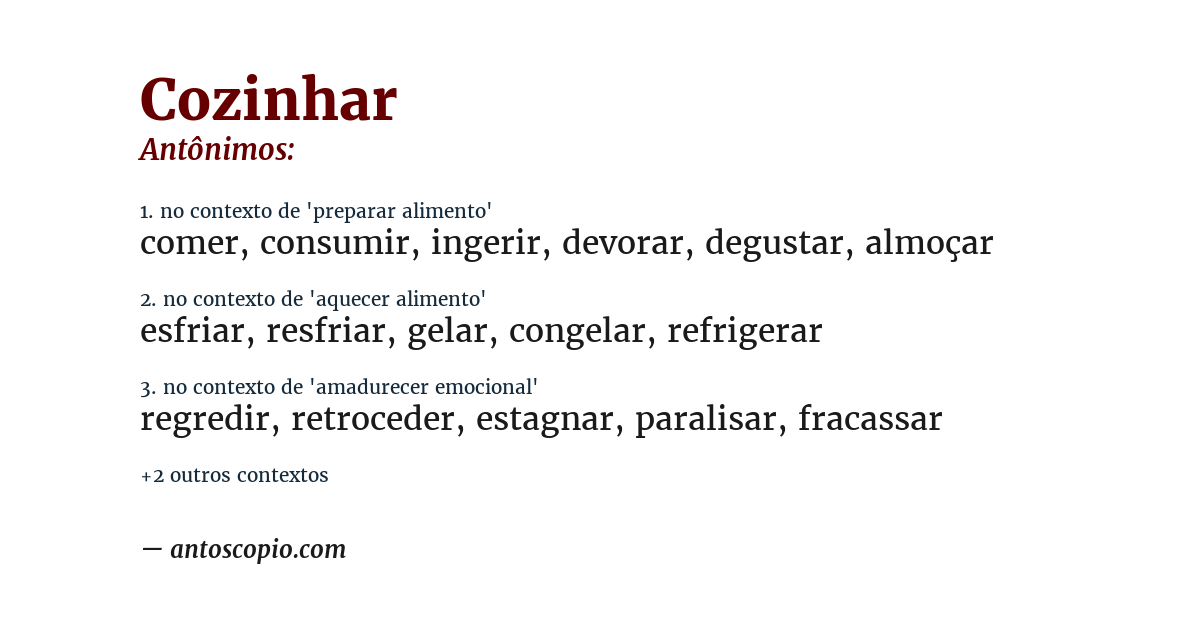 Antônimo de cozinhar