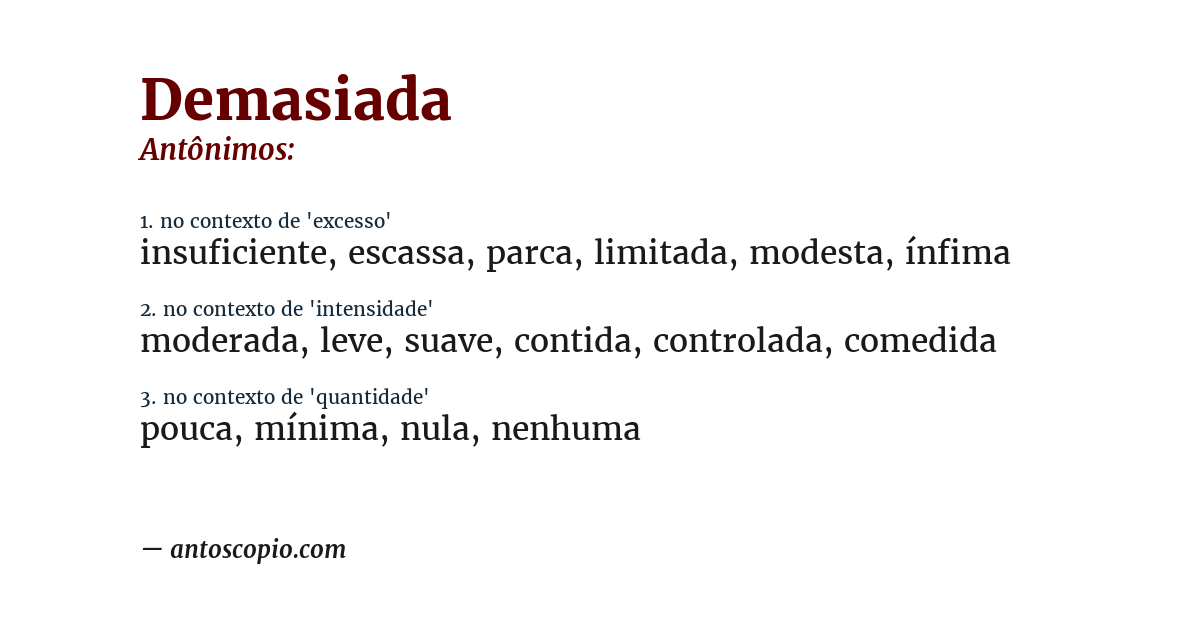 Antônimo de demasiada
