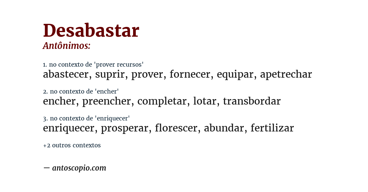 Antônimo de desabastar