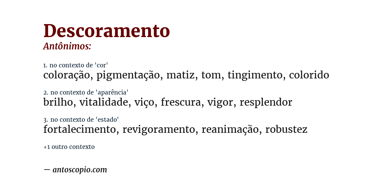 Antônimo de descoramento