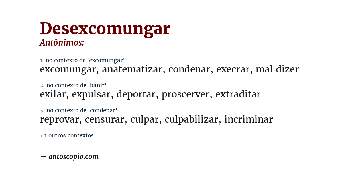 Antônimo de desexcomungar