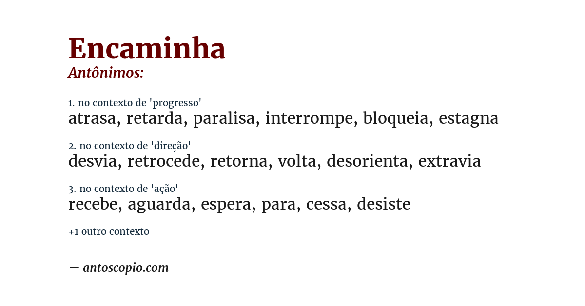 Antônimo de encaminha