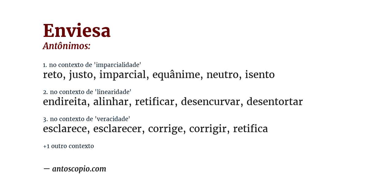 Antônimo de enviesa