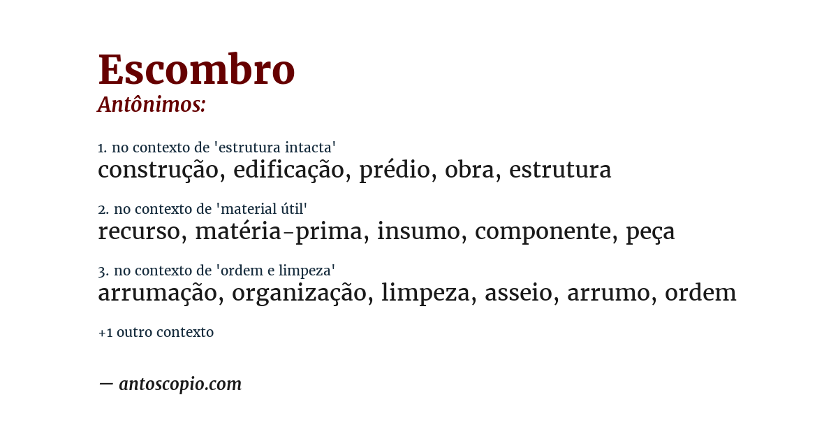 Antônimo de escombro