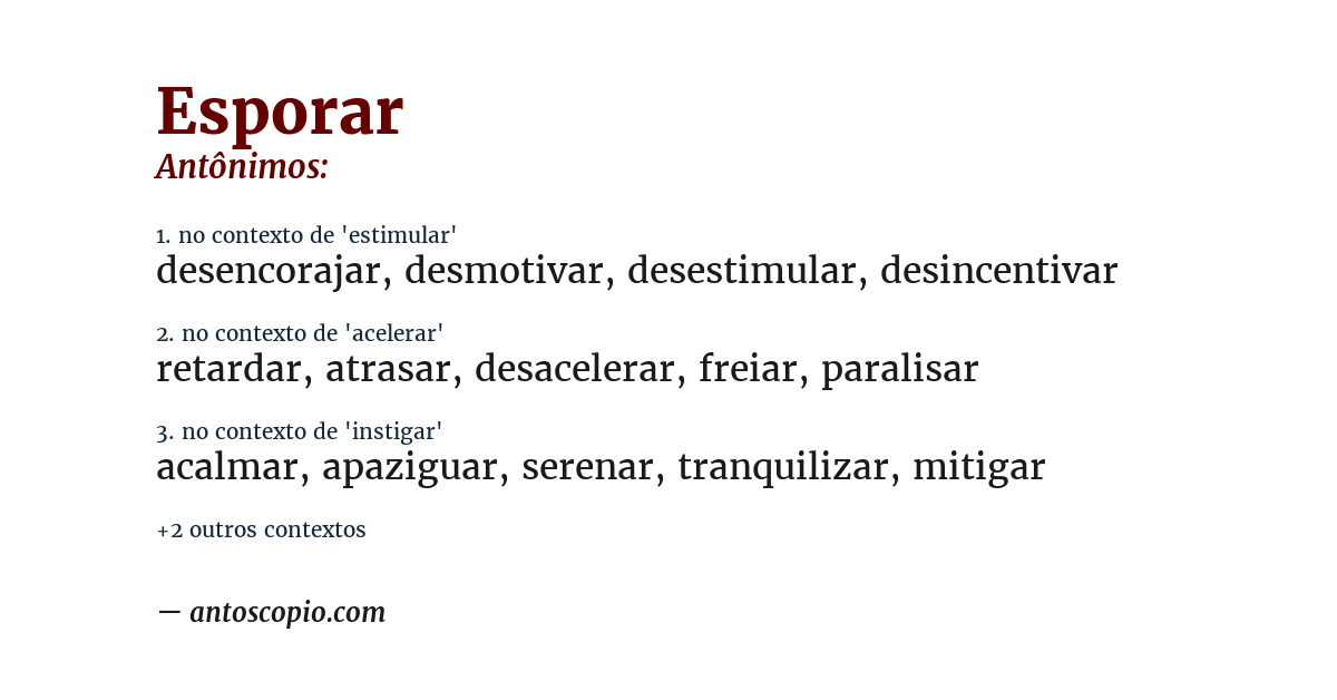 Antônimo de esporar