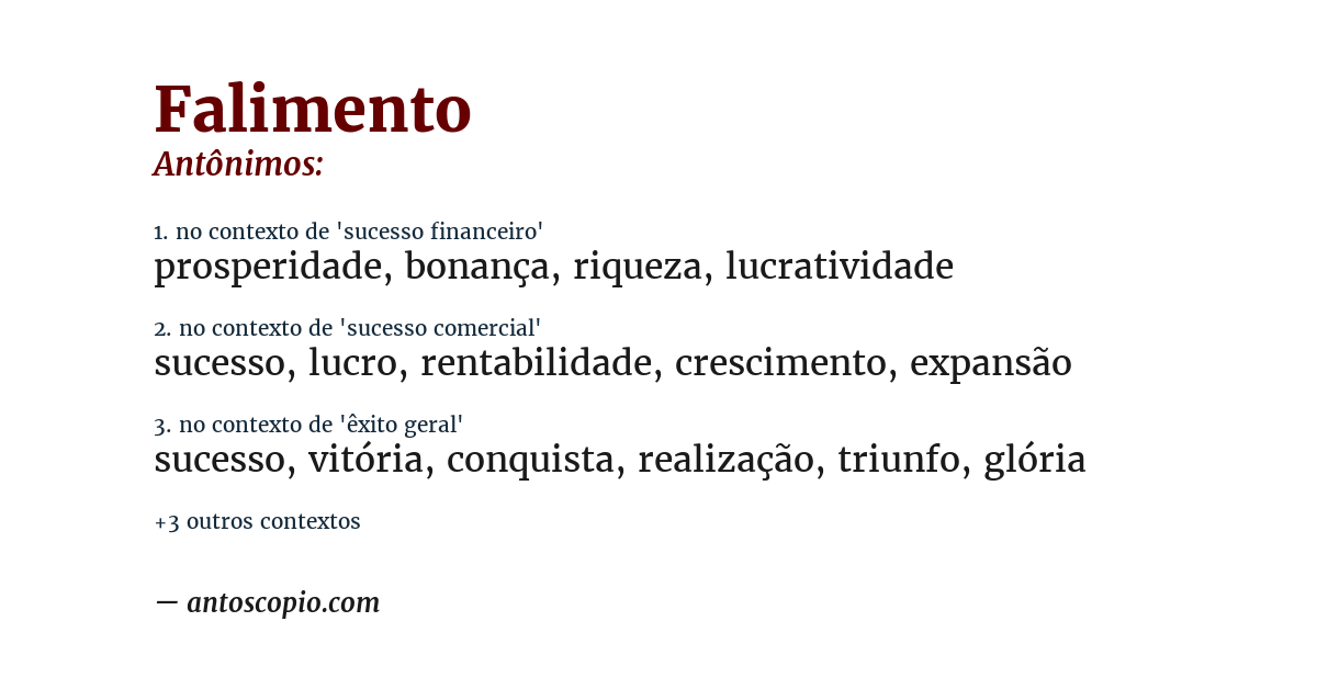 Antônimo de falimento