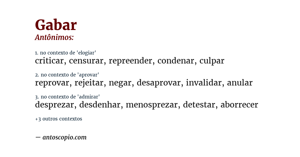 Antônimo de gabar