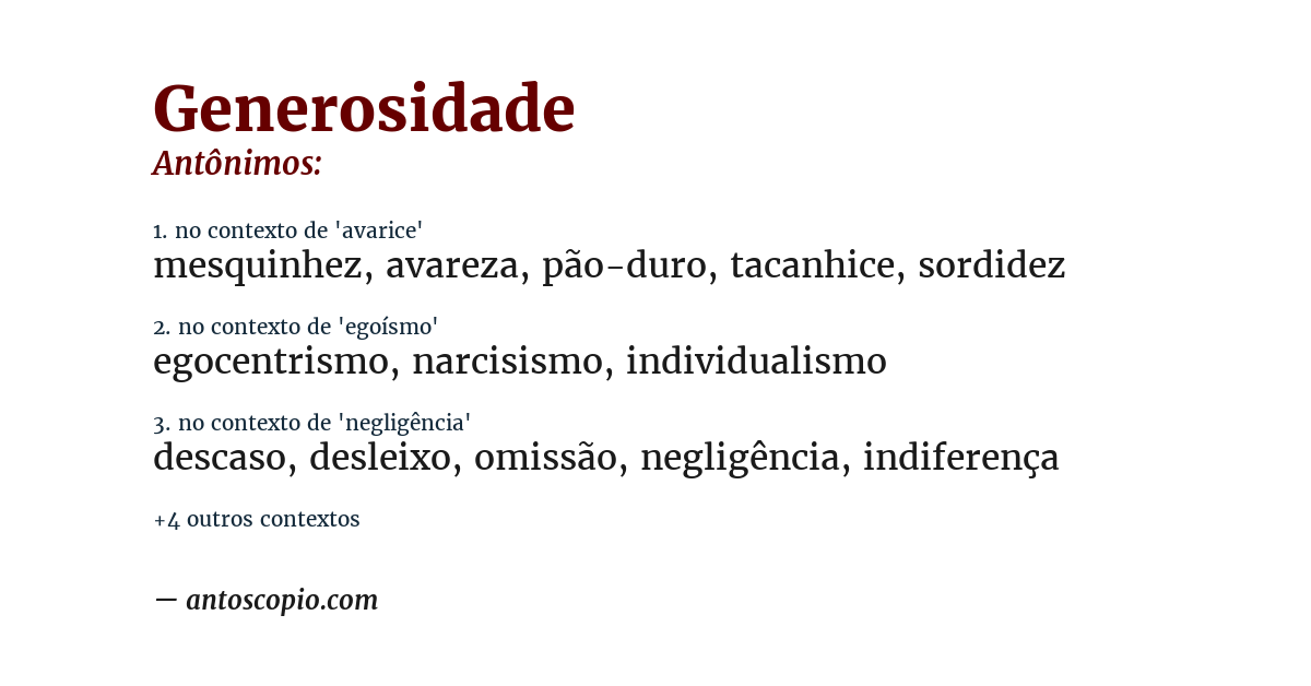 Antônimo de generosidade