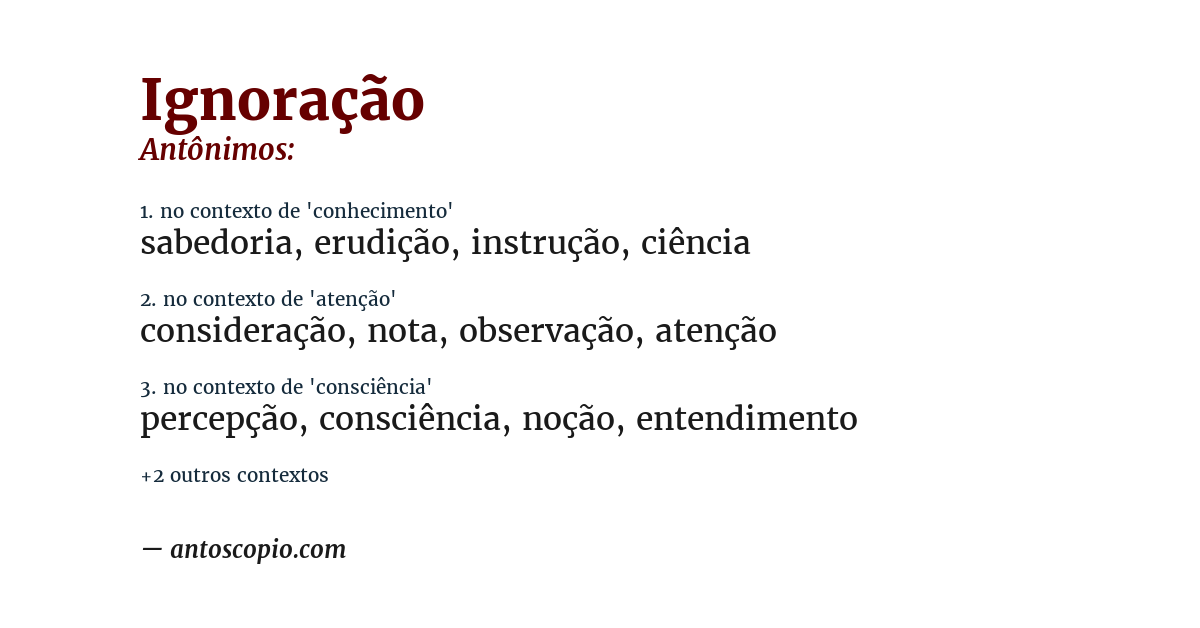 Antônimo de ignoração