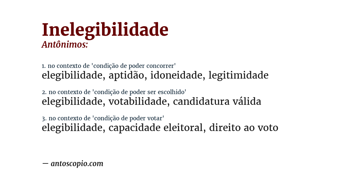 Antônimo de inelegibilidade