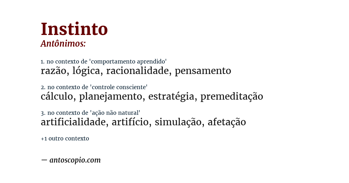 Antônimo de instinto