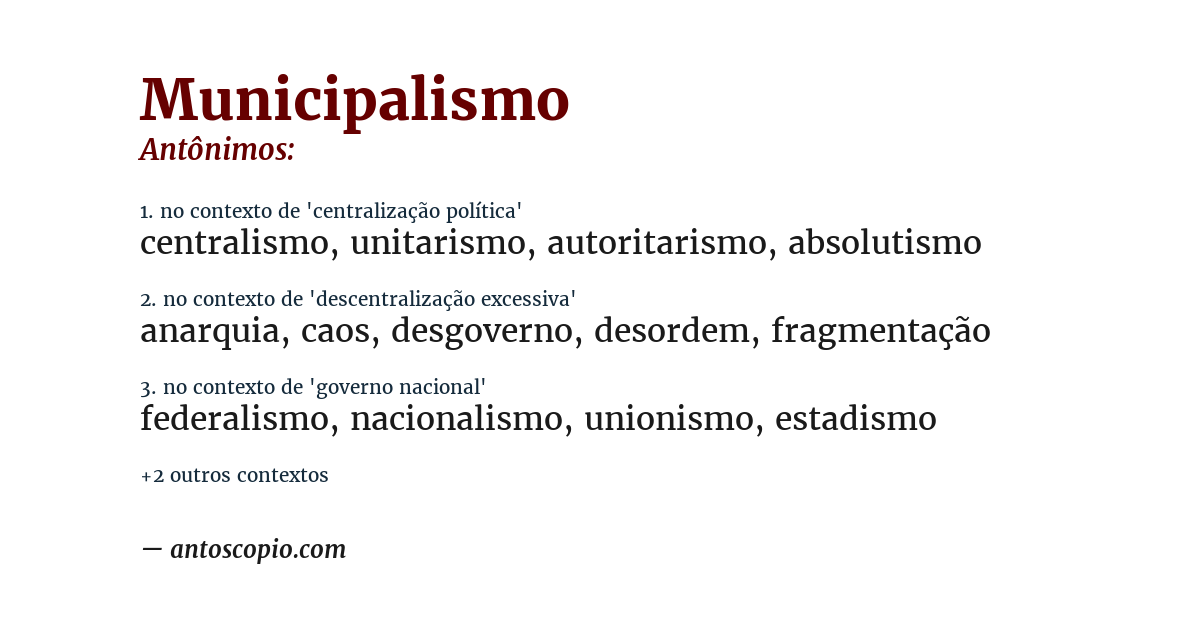 Antônimo de municipalismo