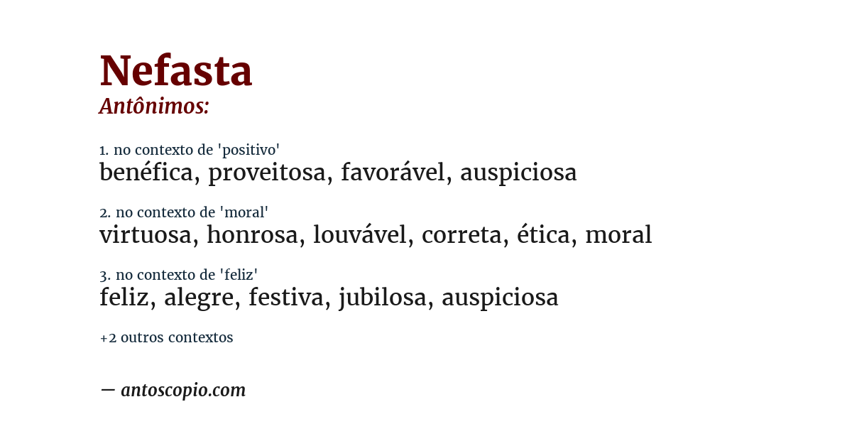 Antônimo de nefasta