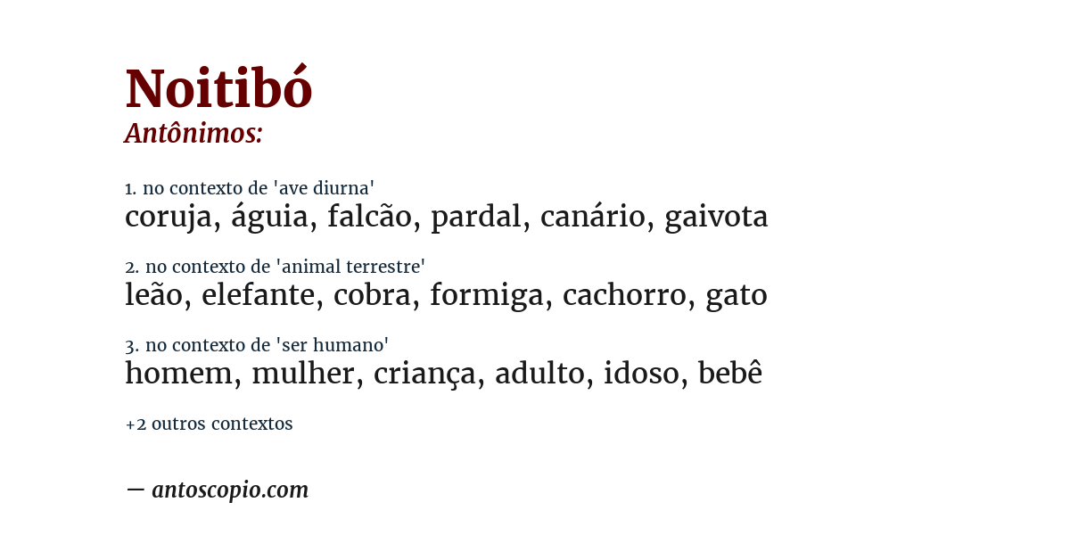Antônimo de noitibó