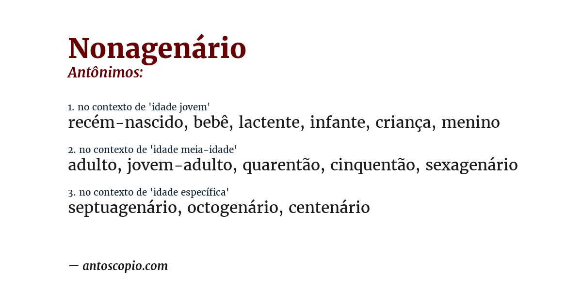 Antônimo de nonagenário