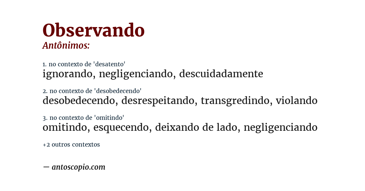 Antônimo de observando