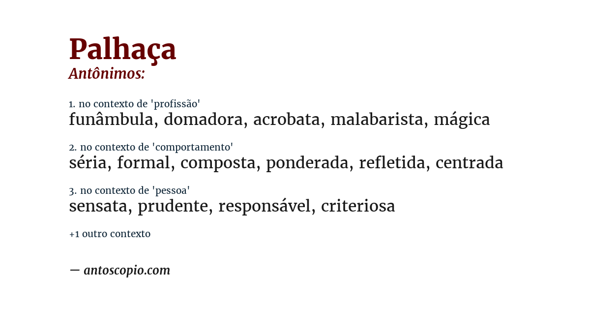 Antônimo de palhaça