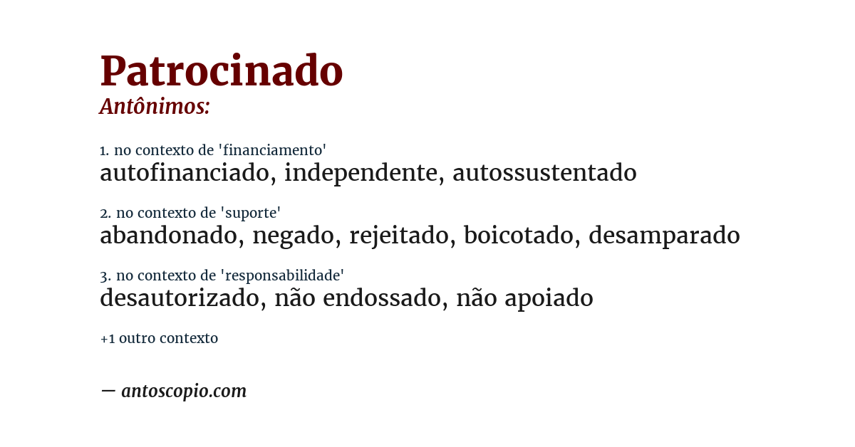 Antônimo de patrocinado