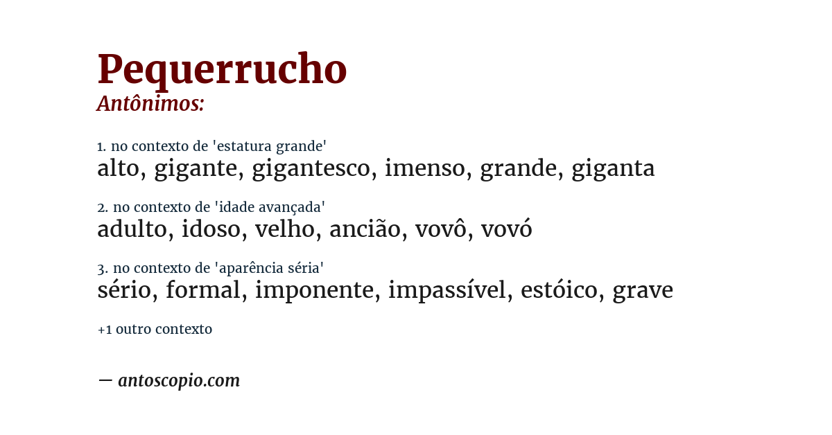 Antônimo de pequerrucho