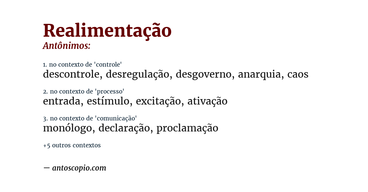 Antônimo de realimentação