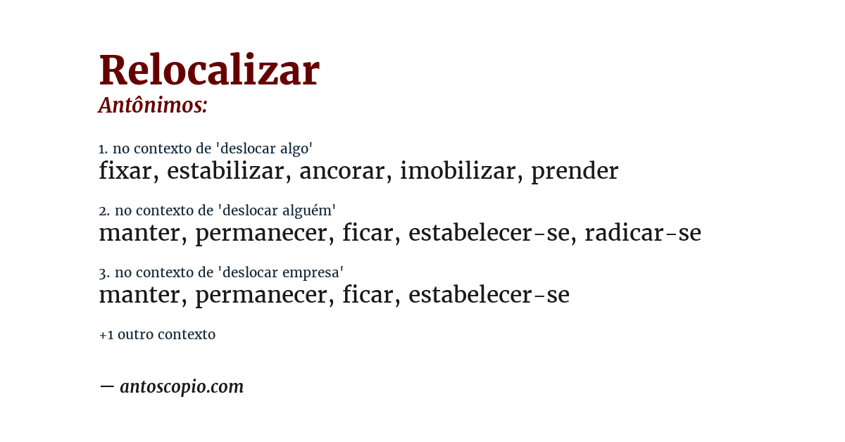 Antônimo de relocalizar