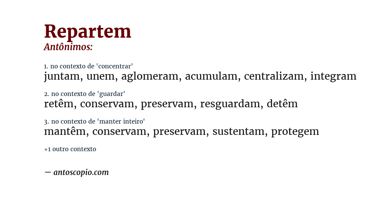 Antônimo de repartem