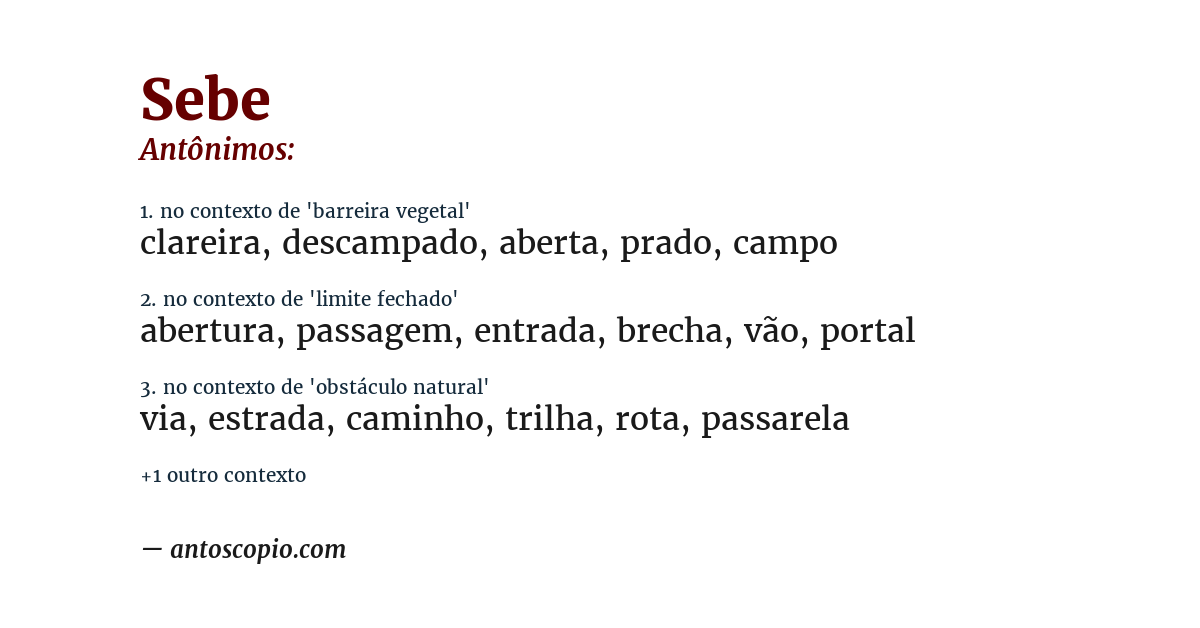 Antônimo de sebe
