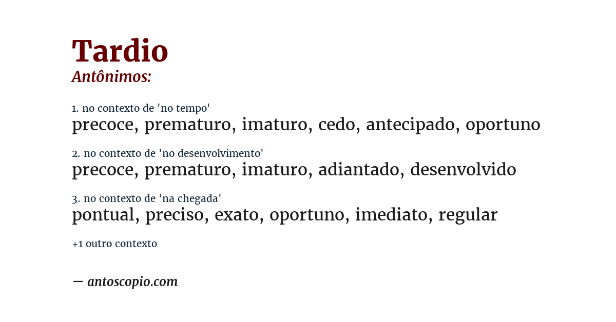 Antônimo de tardio