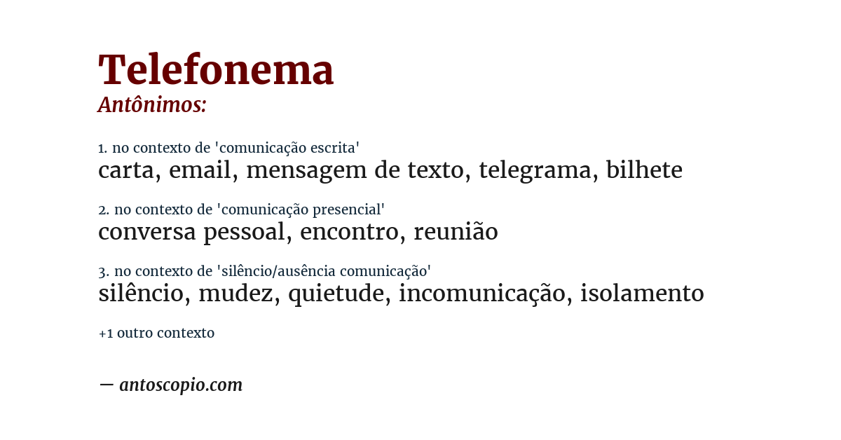 Antônimo de telefonema