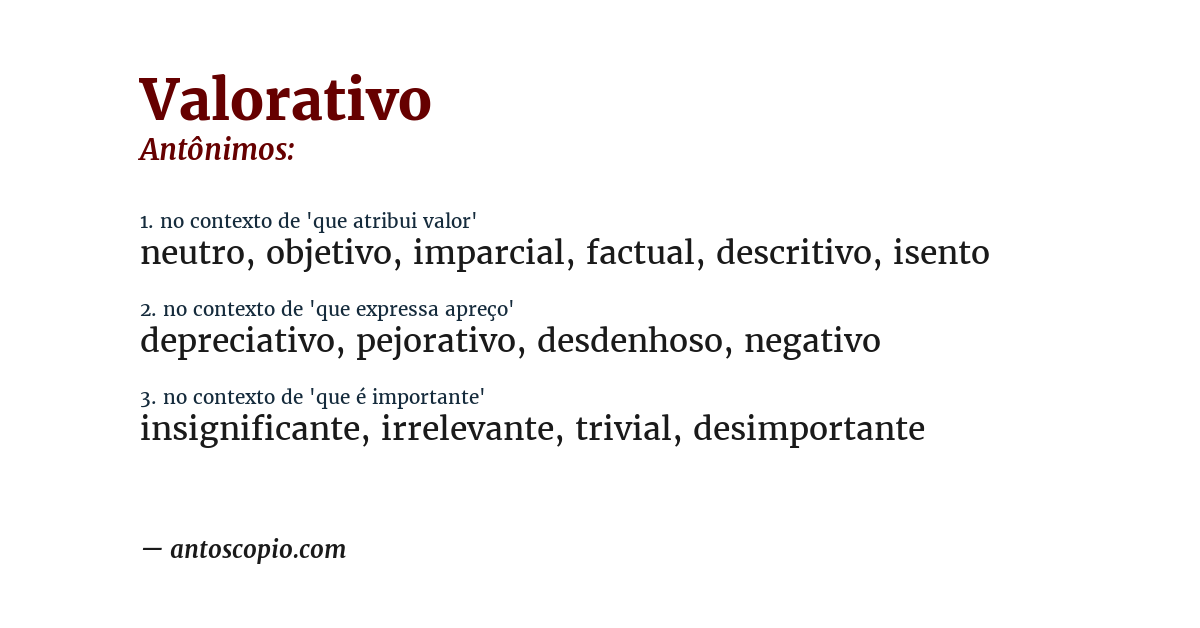 Antônimo de valorativo