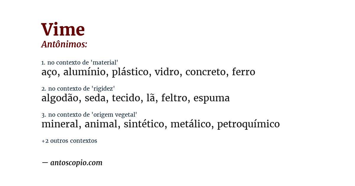Antônimo de vime