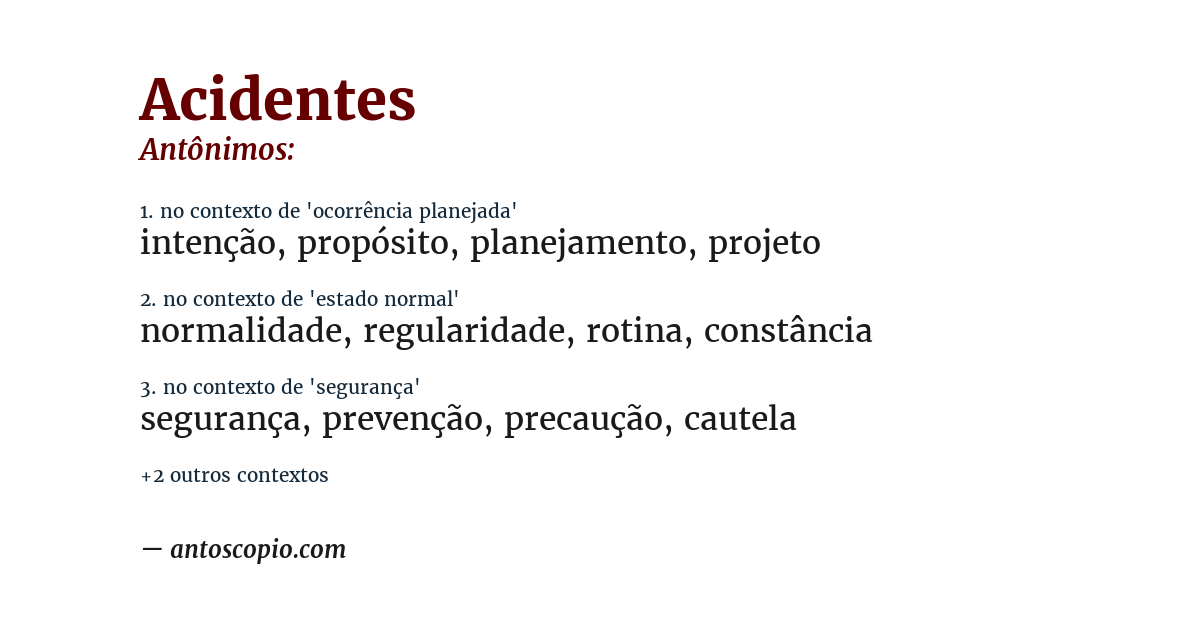 Antônimo de acidentes