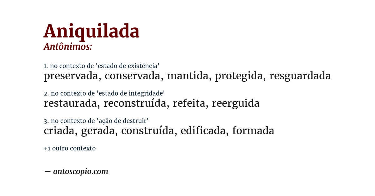 Antônimo de aniquilada