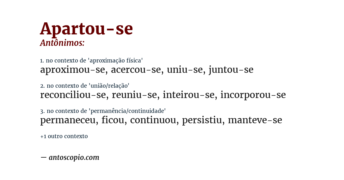 Antônimo de apartou-se