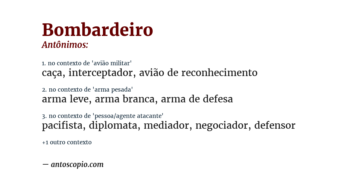 Antônimo de bombardeiro