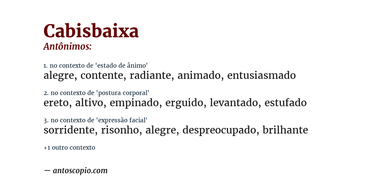 Antônimo de cabisbaixa