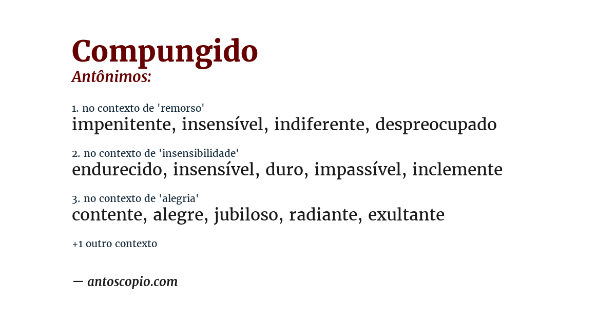 Antônimo de compungido