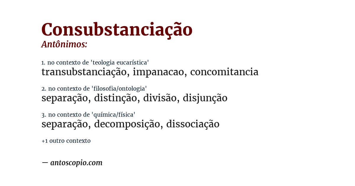 Antônimo de consubstanciação