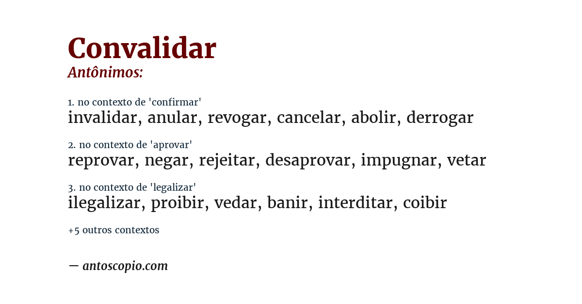 Antônimo de convalidar