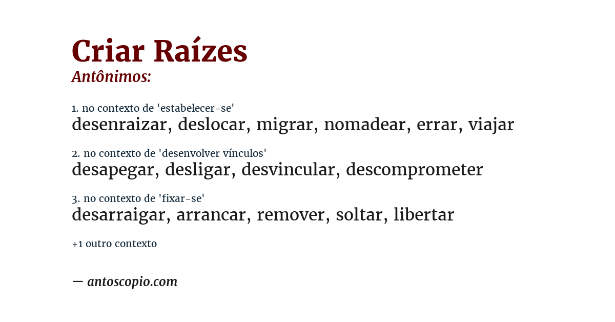 Antônimo de criar raízes