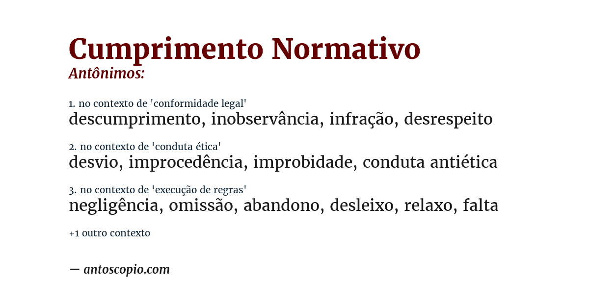 Antônimo de cumprimento normativo