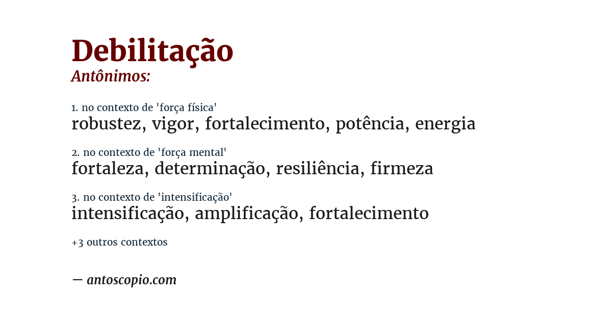 Antônimo de debilitação